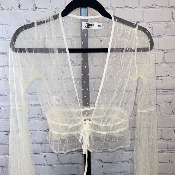 Tiger Mist Sheer White Chloe Lace Blouse Sz XS - Picture 2 of 5